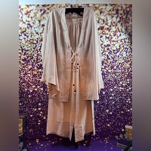 Elegant Beige Pantsuit with Tie Front Jacket